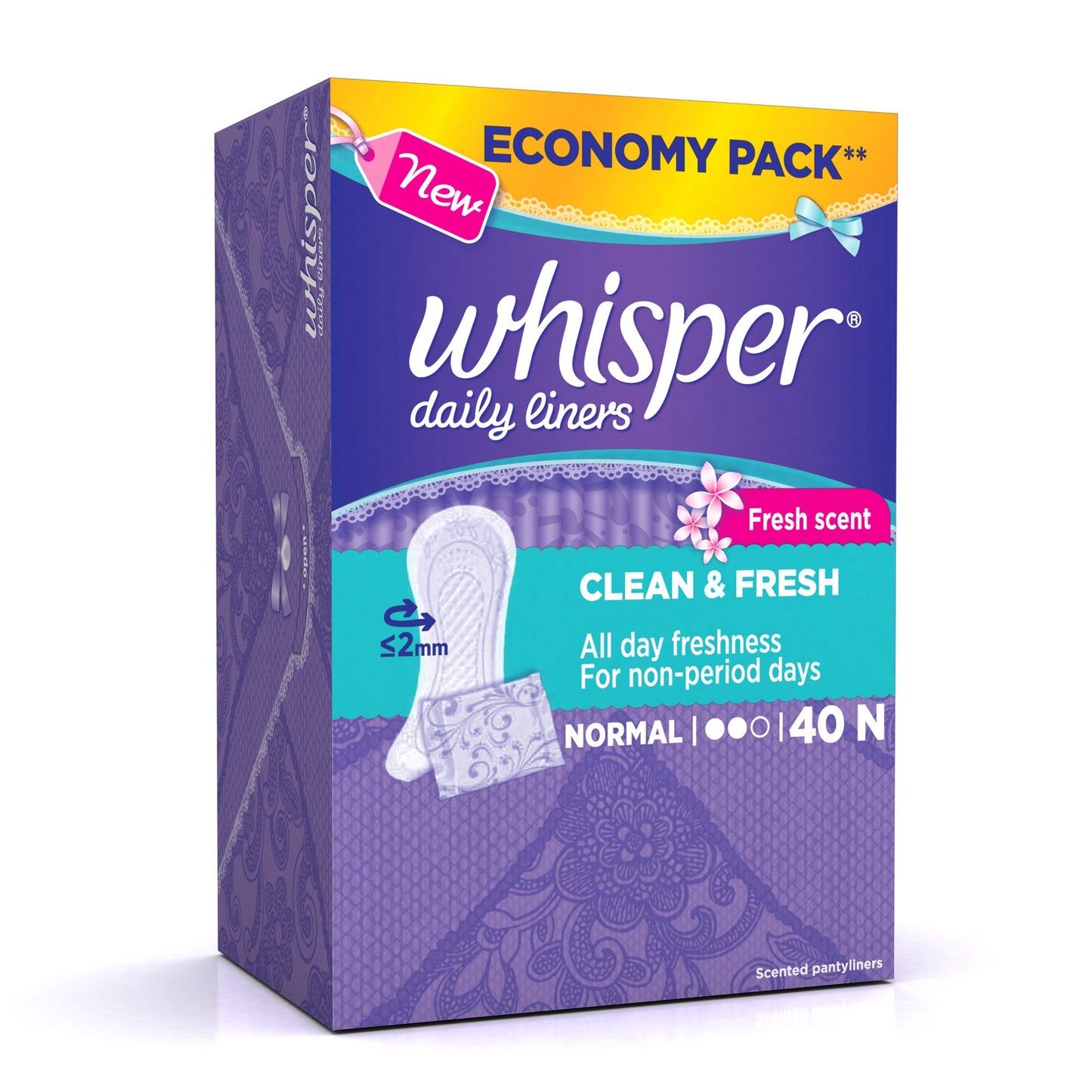 Whisper Daily Liners Clean and Fresh 40N