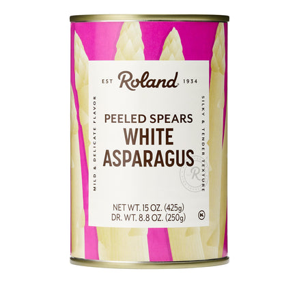 Roland Foods White Asparagus Spears, Specialty Imported Food, 15 Ounce Can, Pack of 3