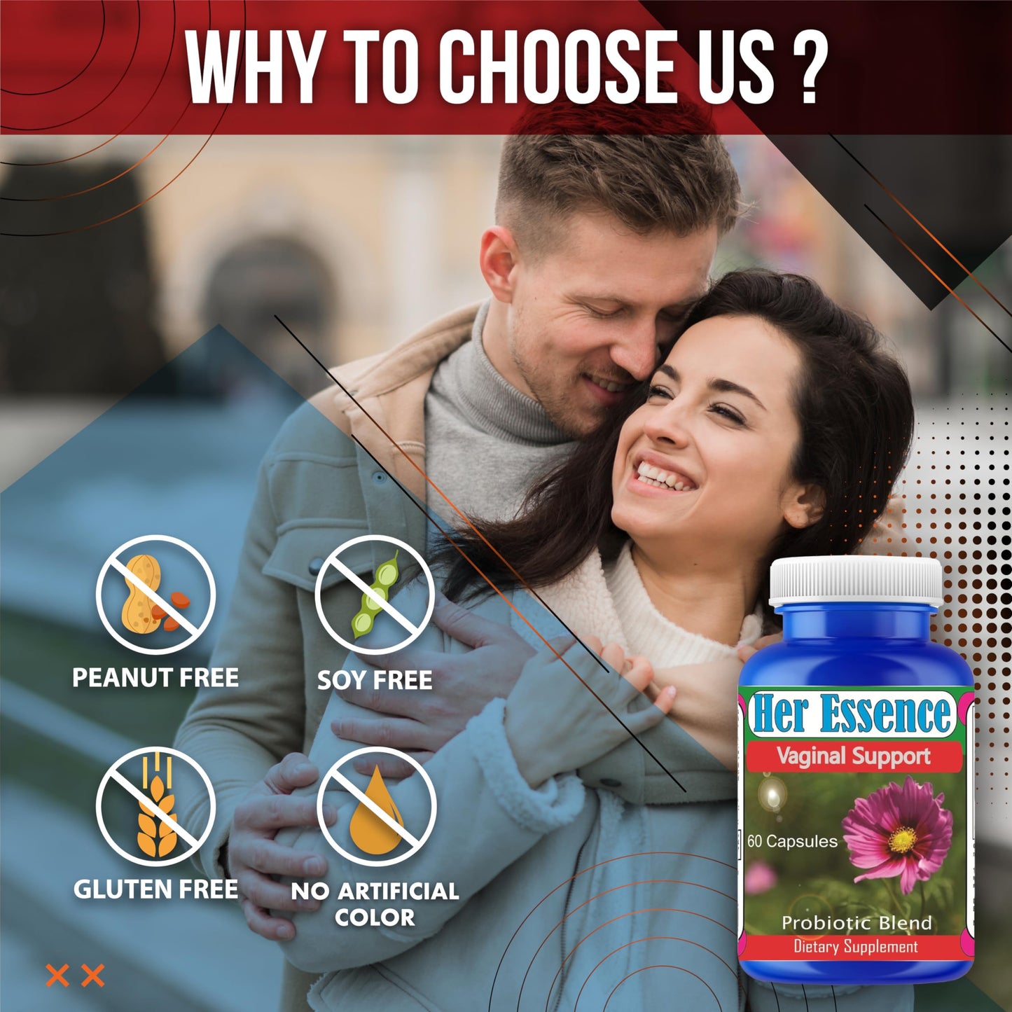 Celebrity LifeStyle Product Her Essense Probiotics for Women – Vaginal ph Balance, Digestive & Urinary Tract Balance – Daily Feminine Care Gut Health for Women Probiotic Supplement – 60 Capsules