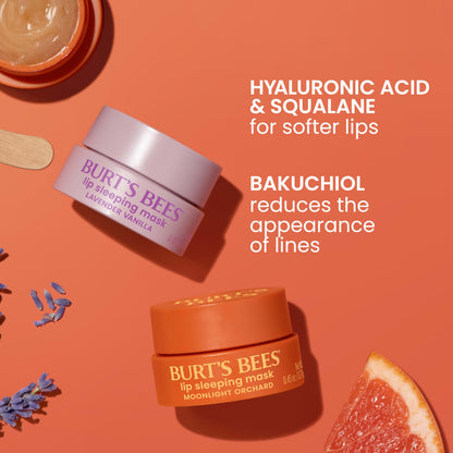 Burt’s Bees Lavender Vanilla Lip Sleeping Mask, With Hyaluronic Acid and Squalane Moisturizer To Instantly Hydrate Lips, Overnight Mask and Treatment, 0.45 oz.