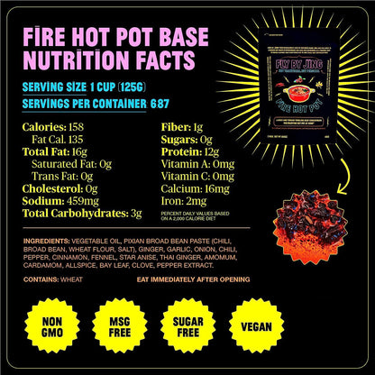FLYBYJING Fire Hot Pot Soup Base, Spicy Sichuan Hot Pot at Home, Packed with Umami Flavor, No MSG, Vegan and Sugar Free, Perfect and Unique Dinner Party or Family Meal (Pack of 2)