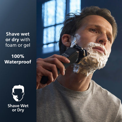 Philips Rechargeable Wet/Dry Electric Shaver Series 9000 with SenseIQ and Comfort Glide Ring Technology, Battery Powered, Silver