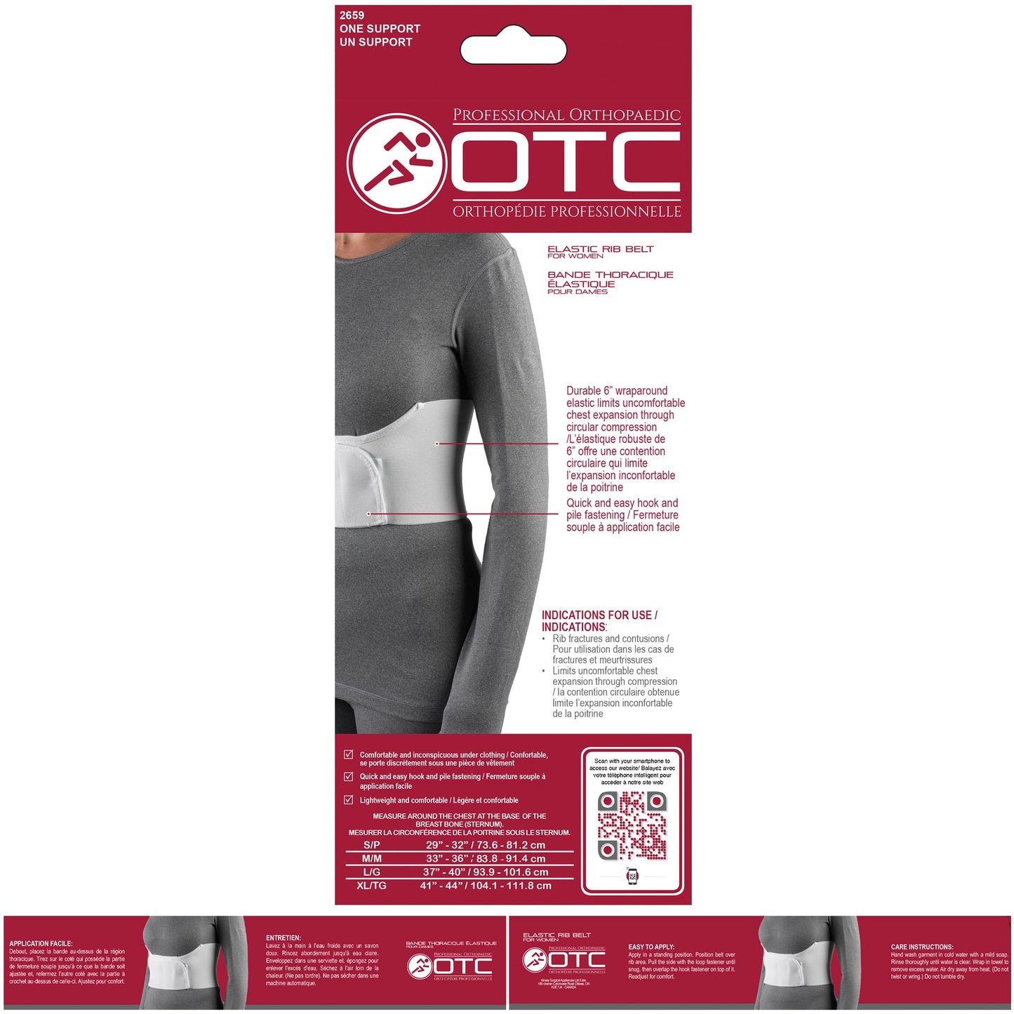 OTC Rib Belt for Women, 6-Inch Elastic Chest Panel, Universally Adjustable