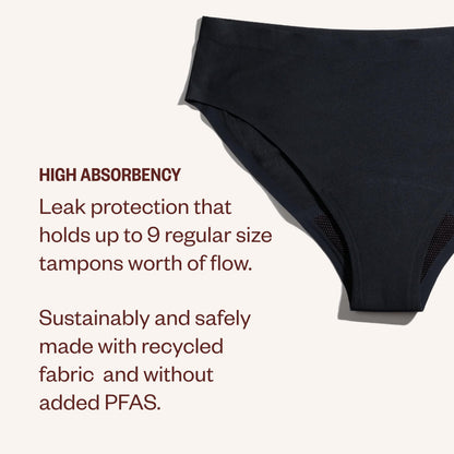 DIVA Reusable Period Underwear - Quick Dry Menstrual Underwear - Period Panties - Seamless Bikini, Black