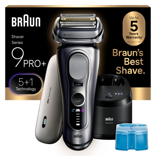Braun Electric Razor for Men Series 9 PRO+ Electric Foil Shaver with Precision Trimmer, 6in1 SmartCare Center, Travel Powercase, 9677cc