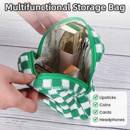 4 PCS Sanitary Napkin Storage Bag, Menstrual Pad Zipper Period Pouch Portable Period Bag Panty Liners, Pad Pouch with Zipper for Women Ladies Daily Use Purse Travel(Checkered,4 Colors)