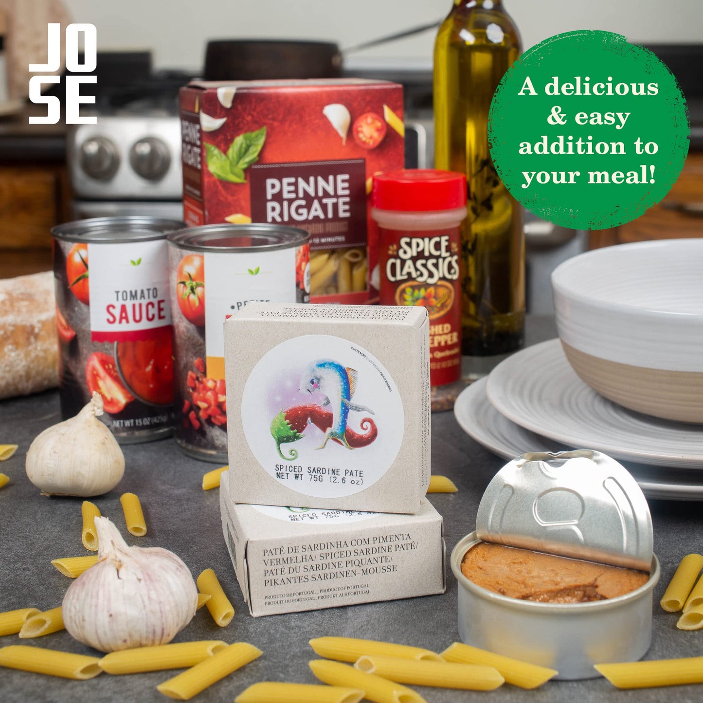 Canned Spiced Sardine Paté by Jose Gourmet, Wild Caught Portuguese Sardines, Canned Fish Paté, Omega 3, Fair Trade, 75g Can