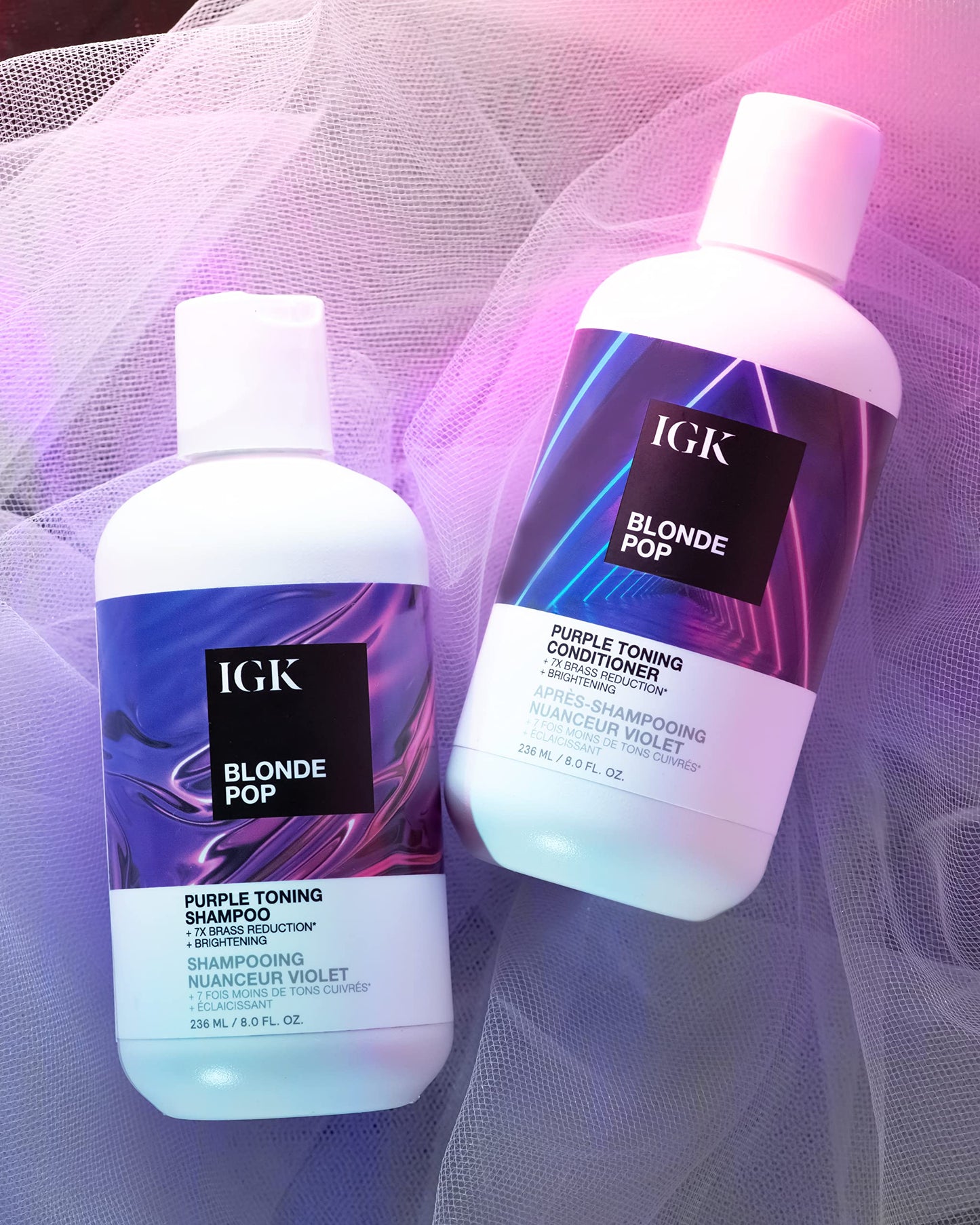 IGK BLONDE POP Purple Toning Conditioner | Brighten + Neutralize Brass | Vegan + Cruelty Free |