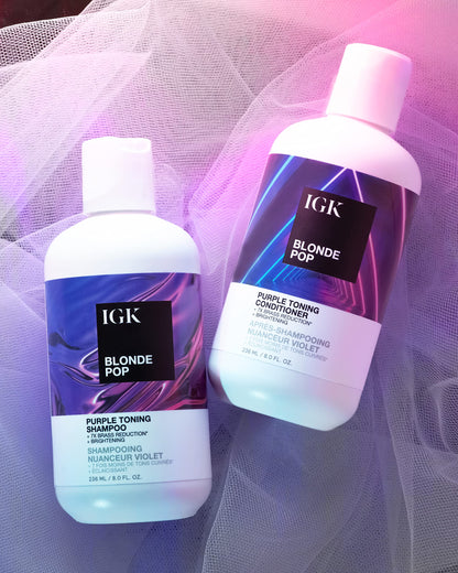 IGK BLONDE POP Purple Toning Conditioner | Brighten + Neutralize Brass | Vegan + Cruelty Free |