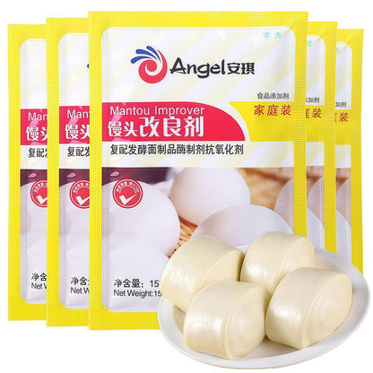 Angel steamed bun improver, fluffy homemade baozi, improver fluffy,（To be used with yeast） 75g (15g*5 packs) 馒头改良剂（需要配合酵母一起使用 ）75g(15g*5包)