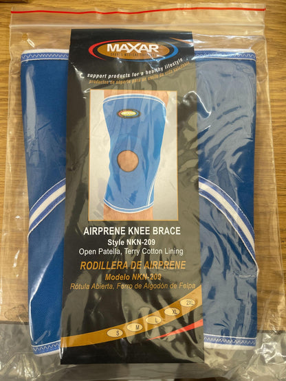 MAXAR Airprene (Breathable Neoprene) Knee Sleeve Compression Brace for Men & Women, Open Patella, Terry Cotton Lining, All-Way Stretch Compression and Support, NKN-209 XL