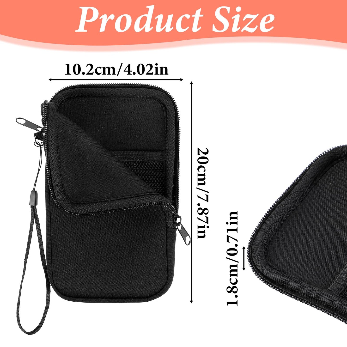 1 Pc Tampon Pouch, Portable Tampon Holder for Purse, Neoprene Tampon Bag with Strap, Travel Friendly Discreet Period Bag for Feminine Products, Waterproof Pad Bag, Black (Bag Only)