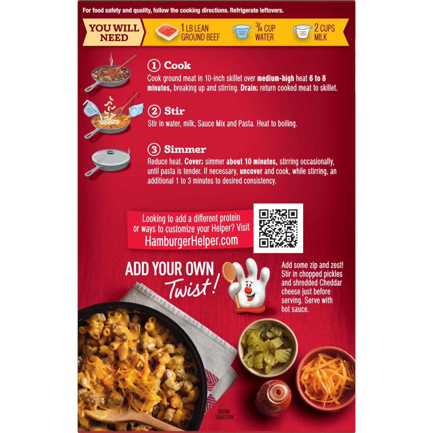 Hamburger Helper Bacon Cheeseburger Pasta Meal (5.1 oz - 12 Pack) No Artificial Flavors, Ready in 3 Easy Steps, Quick Meals Perfect for Midweek Dinners, Busy Evenings & Families On-the-Go