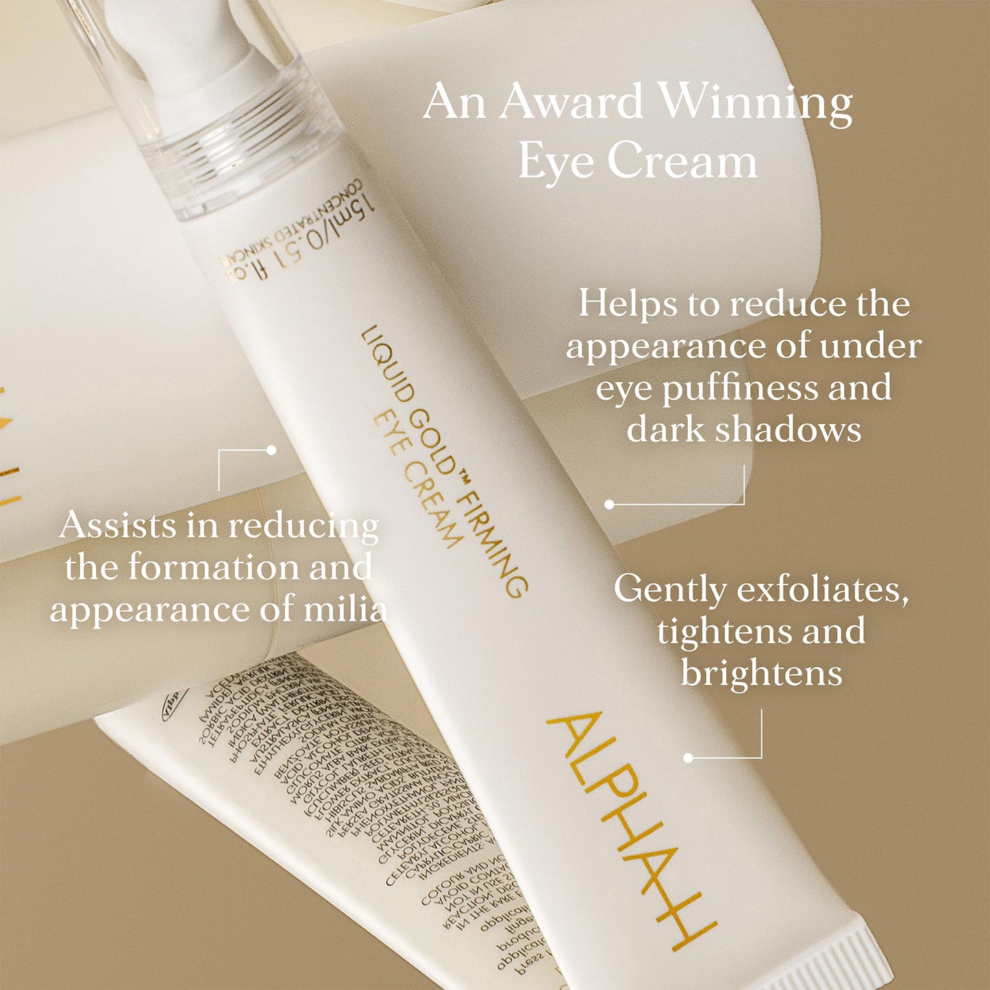 Alpha-H Liquid Gold Firming Eye Cream – Peptide Eye Treatment for Fine Lines, Dark Circles & Puffiness – Brightening Under Eye Cream