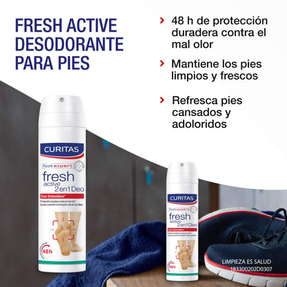 Henitara Curitas Fresh Active 2 in 1 Deodorant Spray for Pies with Octenidina, 150 ml, Unisex