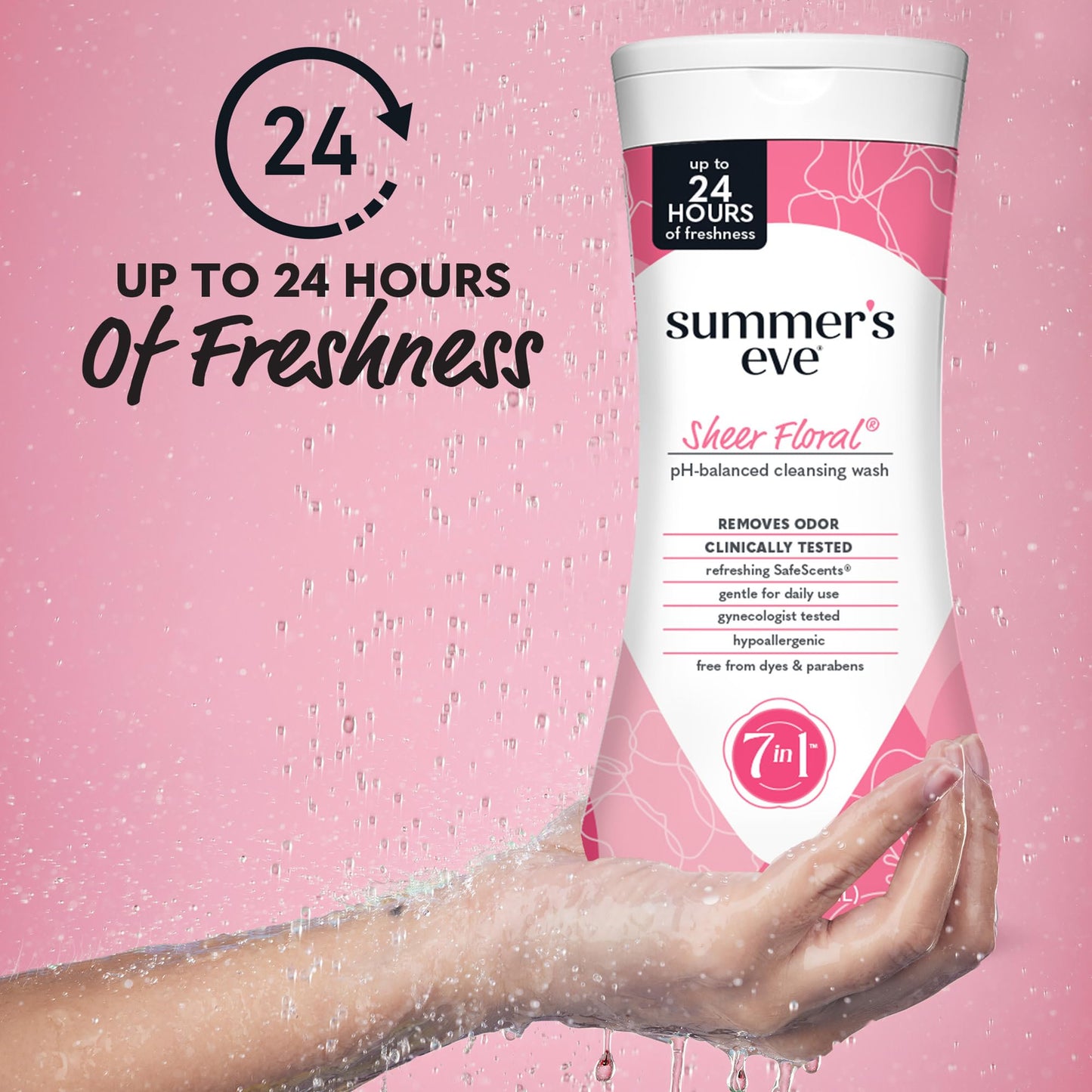 Summer’s Eve Feminine Wash, Sheer Floral, Daily pH-Balanced Body Wash for Women, Feminine Care to Remove Vaginal Odor, Gynecologist Tested, 15 Fl Oz