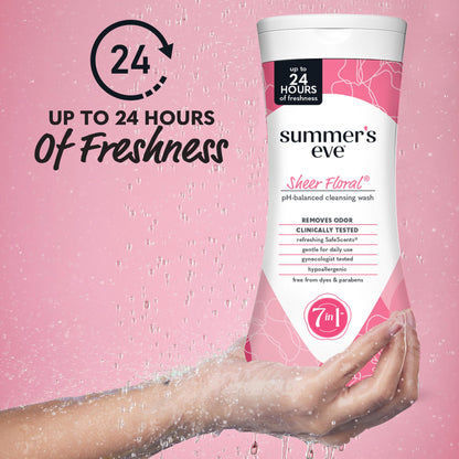 Summer’s Eve Feminine Wash, Sheer Floral, Daily pH-Balanced Body Wash for Women, Feminine Care to Remove Vaginal Odor, Gynecologist Tested, 15 Fl Oz