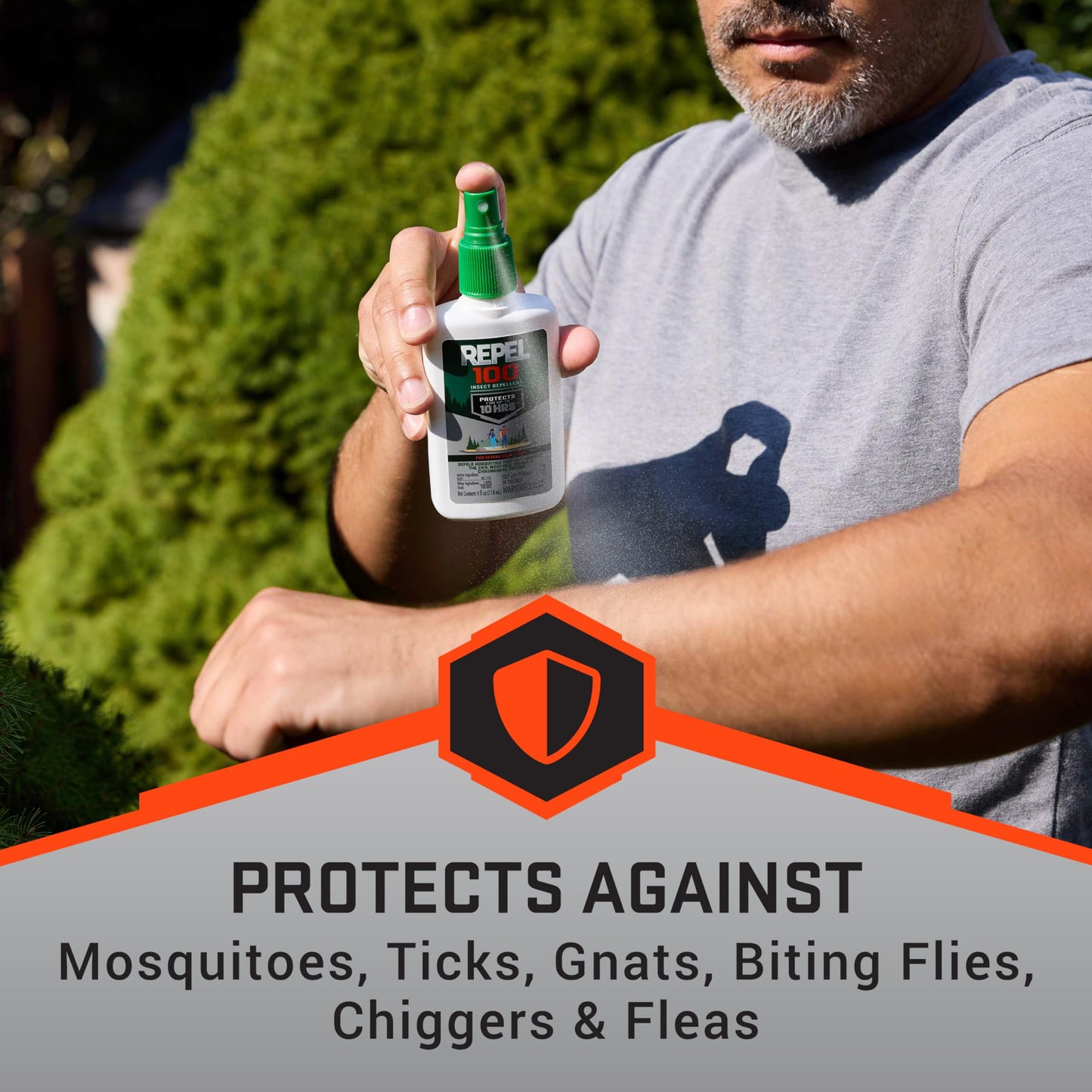 Repel 100 Insect Repellent, 4 Ounces, With DEET, 10-Hour Protection Long-Lasting Insect Repellent Pump Spray Repels Mosquitoes, Ticks, Gnats, Biting Flies, Chiggers And Fleas