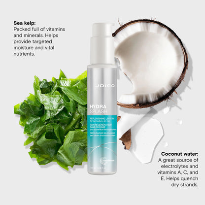Joico HydraSplash Replenishing Leave-In | For Fine, Medium, Dry Hair | Boost Shine & Softness | Tame Frizz & Hydrate | With Sea Kelp & Coconut Water | 3.38 Fl Oz