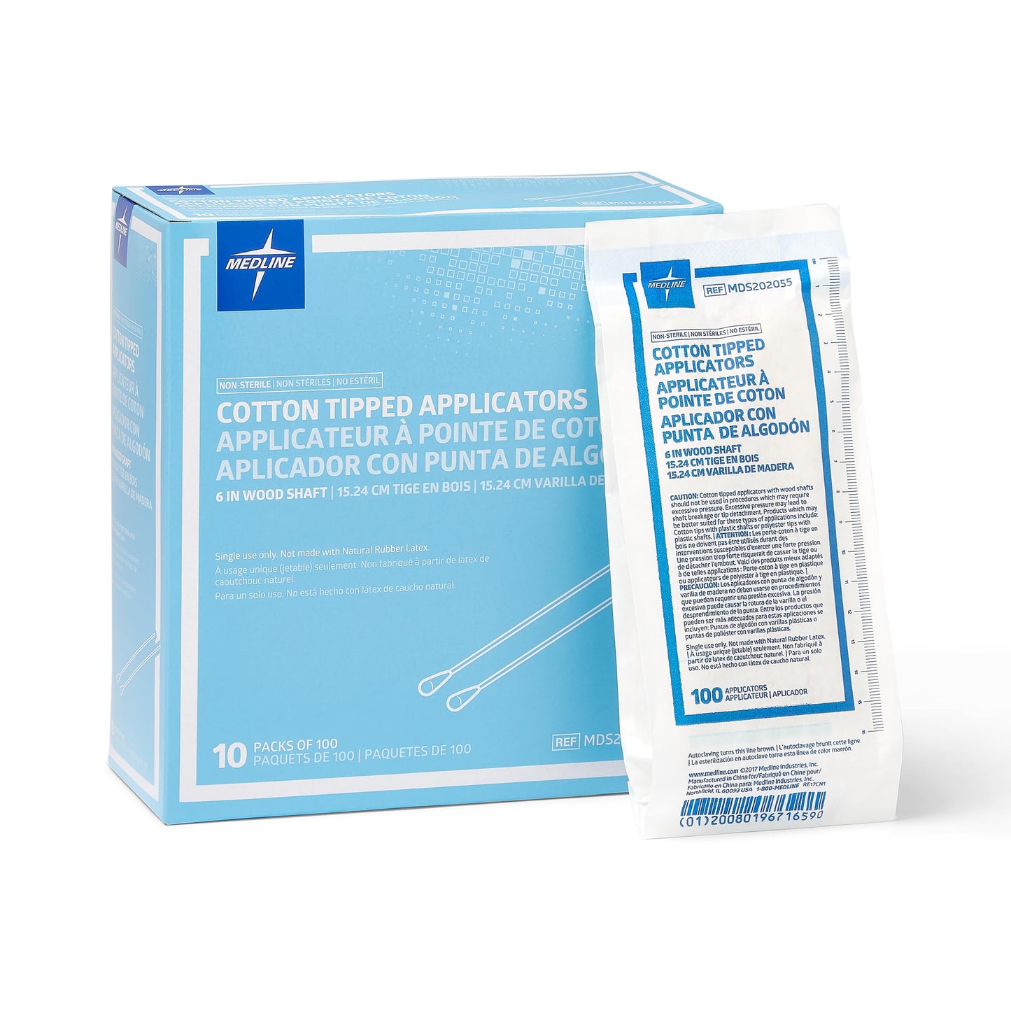 Medline Non-Sterile Cotton Tipped Applicator, 6" (Pack of 10000)