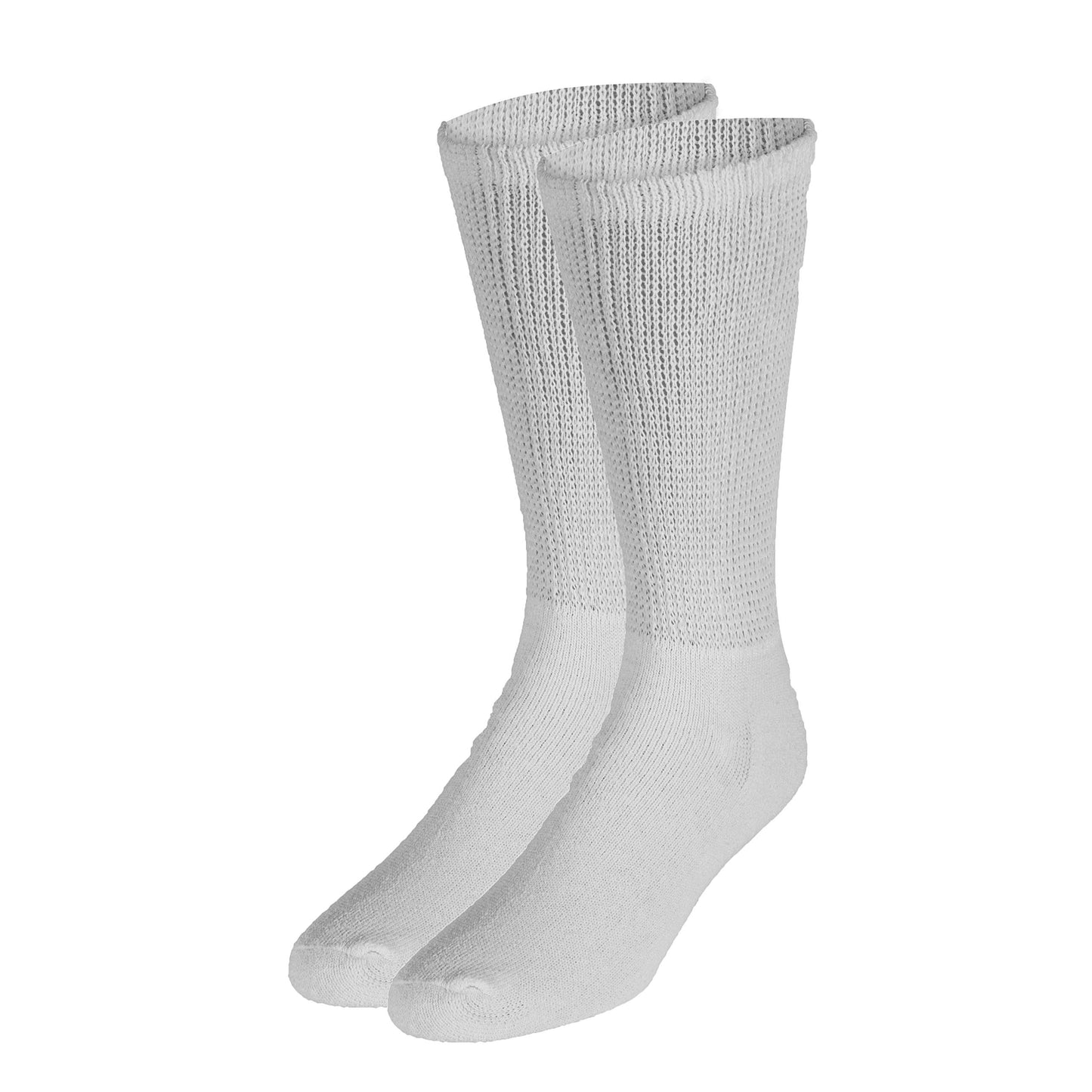 Truform Diabetic Socks for Men and Women, Medical Style Crew Length, Mid Calf Height, 3 Pairs, White, X-Large