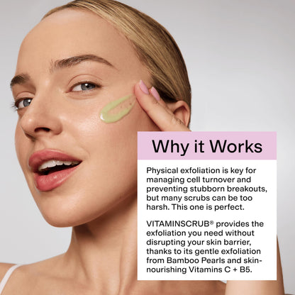 CLEARSTEM - VITAMINSCRUB - Antioxidant-Infused Scrub Cleanser - Exfoliating Face Wash + Body Scrub - Vitamin C, Hemp, Bamboo - Skin Care Products - Gluten Free, Cruelty Free - 6 fl oz / 180ml