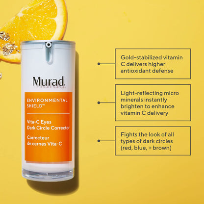 Murad Vita-C Eyes Dark Circle Corrector – Gold-Stabilized Vitamin C, Algae, and Cucumber Eye Serum for Brightening, Reducing Puffiness, and Smoothing Fine Lines – 0.5 Fl Oz