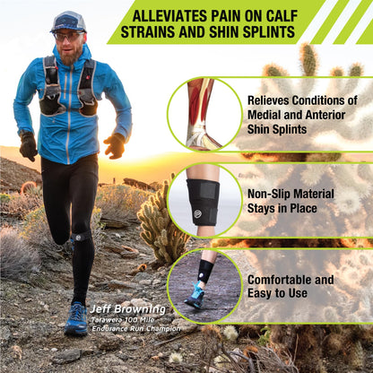 Pro-Tec Athletics Shin Splints Compression Wrap, Shin Splints Discomfort Relief, Shin Splint Compression, Adjustable, Men and Women, Calf Muscle Support, Leg Compression Support, Black, Men & Women