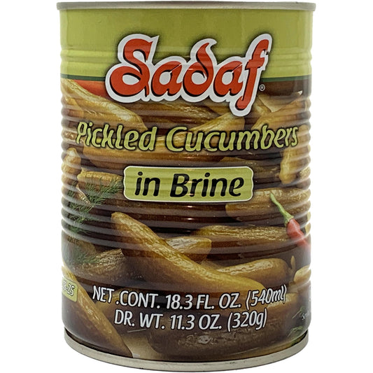 Sadaf Pickled Cucumbers in Brine - Pickled Cucumbers for Cooking, Flavoring and Snacking - Kosher and Vegetarian - 19 Oz Can