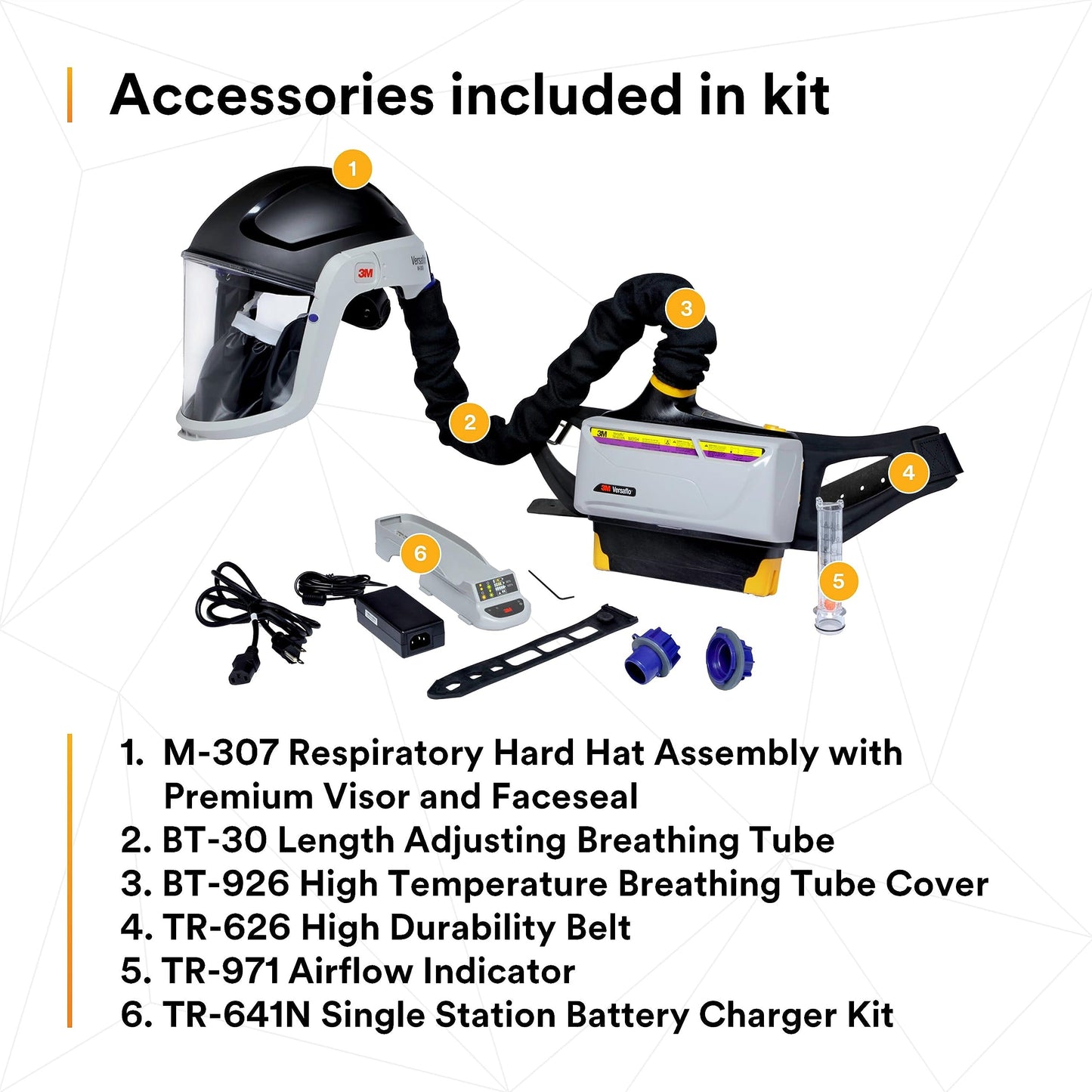 3M PAPR Respirator, Versaflo Powered Air Purifying Respirator Heavy Industry Kit, TR-800-HIK, Intrinsically Safe, NIOSH, Ready to Use All-in-One Respiratory Protection for Particulate, Gas and Vapor