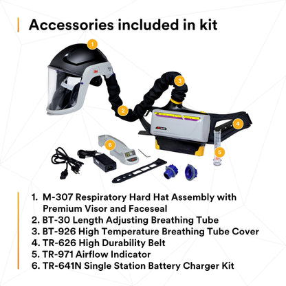 3M PAPR Respirator, Versaflo Powered Air Purifying Respirator Heavy Industry Kit, TR-800-HIK, Intrinsically Safe, NIOSH, Ready to Use All-in-One Respiratory Protection for Particulate, Gas and Vapor