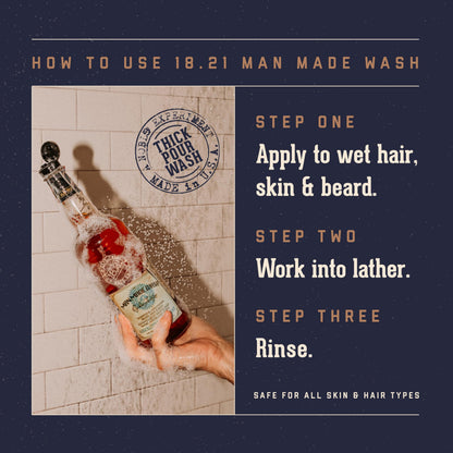 18.21 Man Made Original Absolute Mahogany 3-in-1 Body Wash, Shampoo, & Conditioner for Men, All Hair & Skin Types, Strengthens and Moisturizes in a Manly Aroma, 32oz
