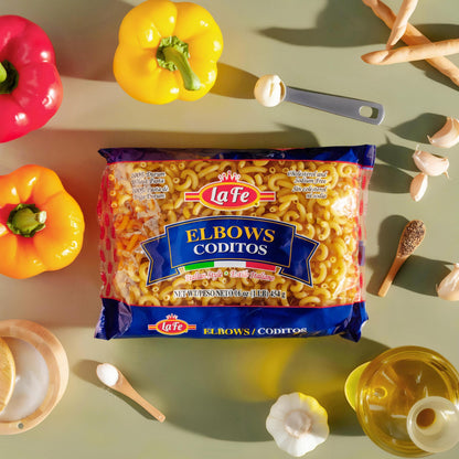 La Fe Elbow Macaroni Pasta 16oz - 3 Pack - Unenriched Semolina Wheat Pasta Italian Elbows - Cholesterol & Sodium Free