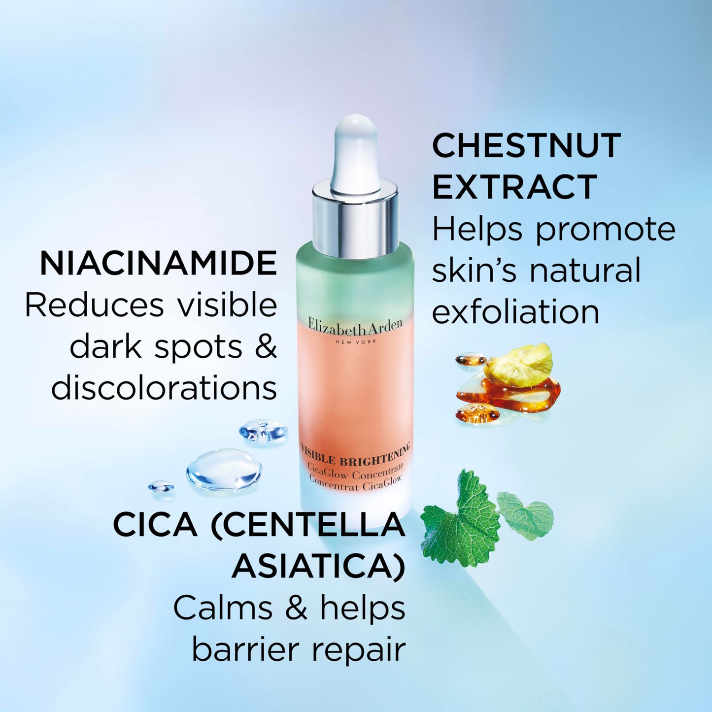 Elizabeth Arden Visible Brightening CicaGlow Concentrate, Dark Spot Corrector for Smooth and Repaired Glowing Skin, Alcohol-Free, 1.0 fl oz