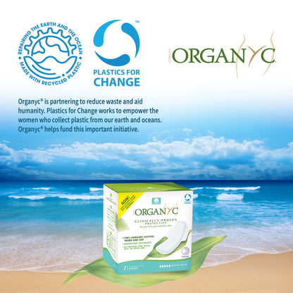 Organyc New and Improved 100% Certified Organic Cotton Overnight Feminine Pads, Heaviest Flow, Super Absorbency 2.0, 7 Count (Pack of 2)