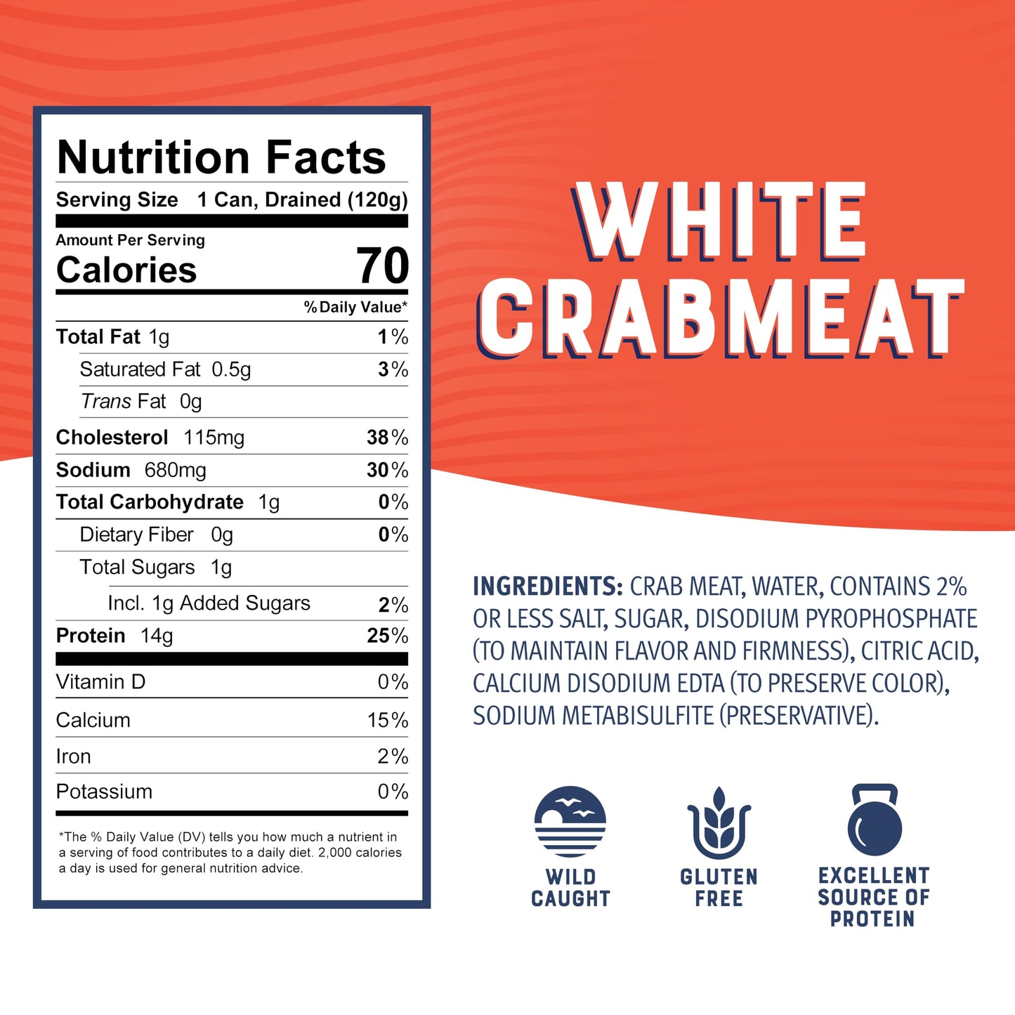 Bumble Bee White Flake Crab Meat in Water, 6 oz Can - 14g Protein & 1g Carb Per Serving - Wild Caught, Flaky, Drain Before Use, 6 Ounce (Pack of 1)