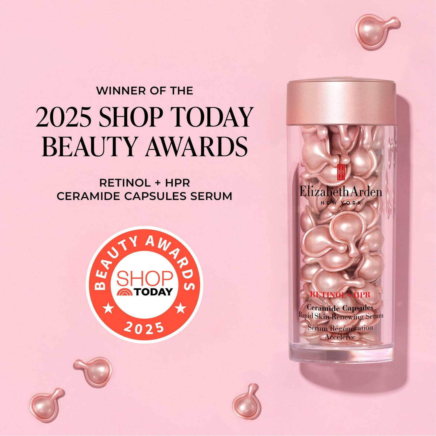 Elizabeth Arden Retinol + HPR Ceramide Rapid Skin Renewing Anti-Aging Face Serum Capsules, Fine Lines & Wrinkles Treatment with Peptides, Vitamin E, & Niacinamide
