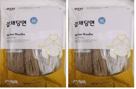 Assi, Sweet Potato Noodles 1.5 Pound, Jabchae, 24 Ounce (2-Pack)