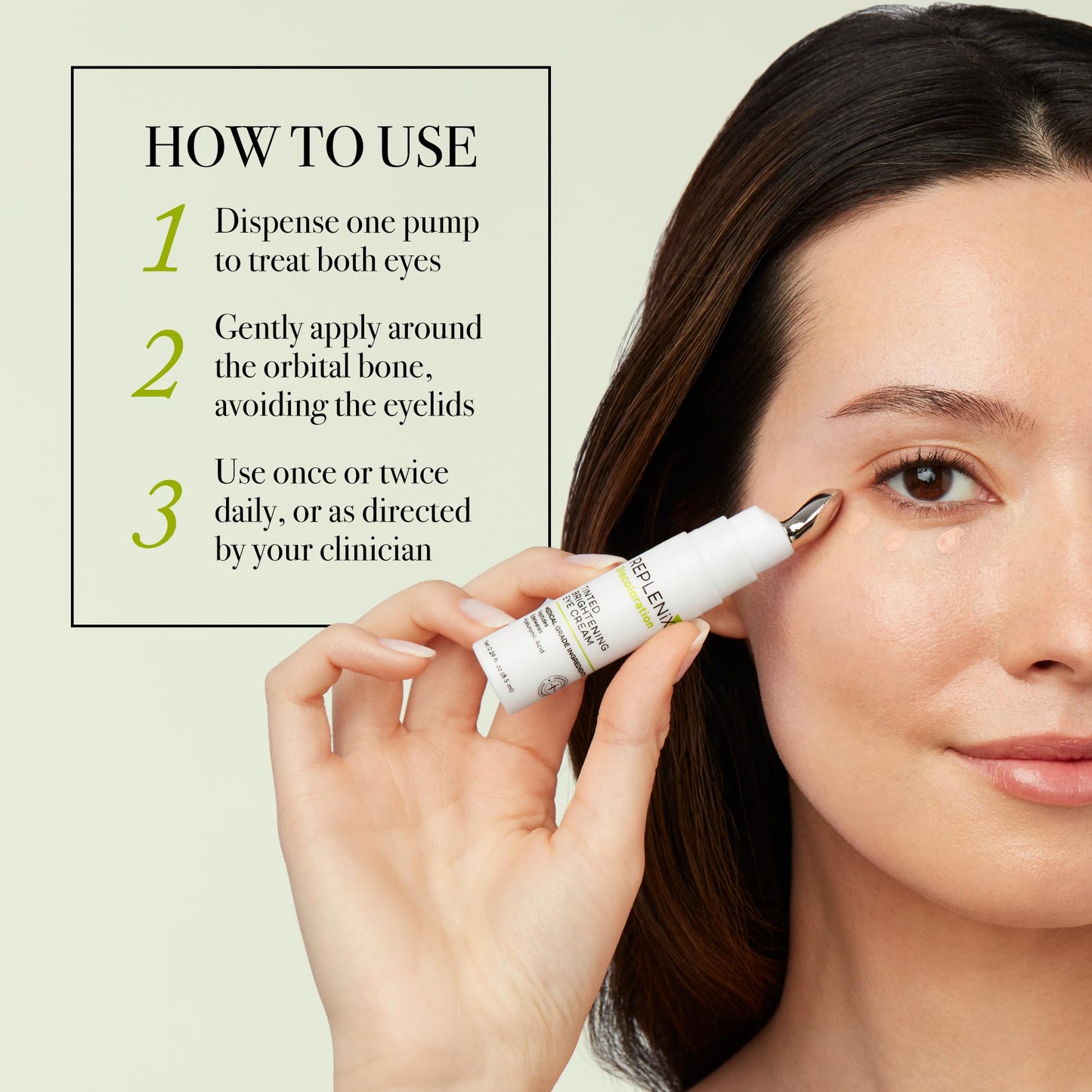 Replenix Anti-Aging Tinted Brightening Eye Cream, 0.29 Fl Oz, Medical Grade Hyaluronic Acid Under Eye Cream, Helps Blur Dark Circles, Fine Lines & Hyperpigmentation, All Skin Types