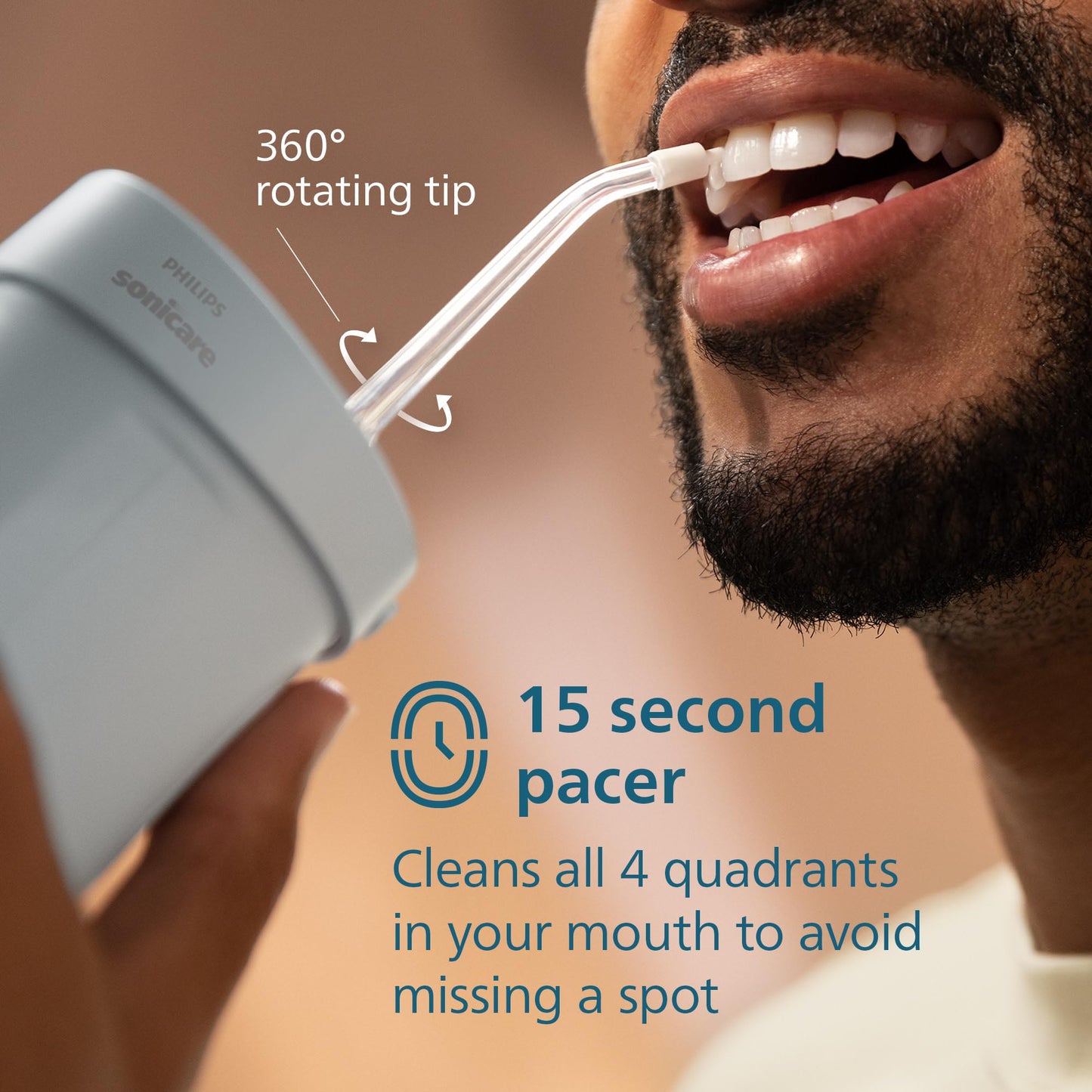 Philips Sonicare Compact Flosser 1000, Portable Water Flosser with 3 Flossing Modes, IPX7 Waterproof Oral Irrigator, Travel Friendly, Blue, Model HX3333/24