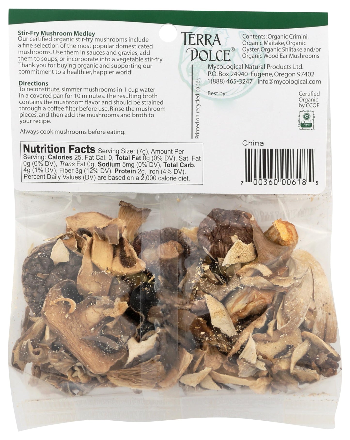 Terra Dolce Organic Stir-Fry Mushrooms, 0.75 Ounce
