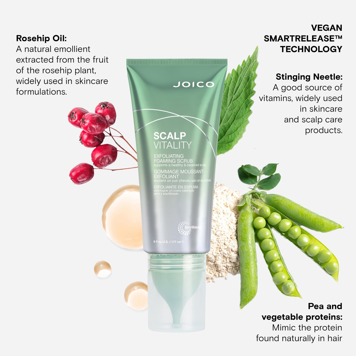 Joico Scalp Vitality Exfoliating Foaming Scrub | Supports A Healthy & Balanced Scalp | For Dry, Oily and Itchy Scalp | Removes Excess Oil & Product Buildup | Cooling Sensation | 6 Fl Oz