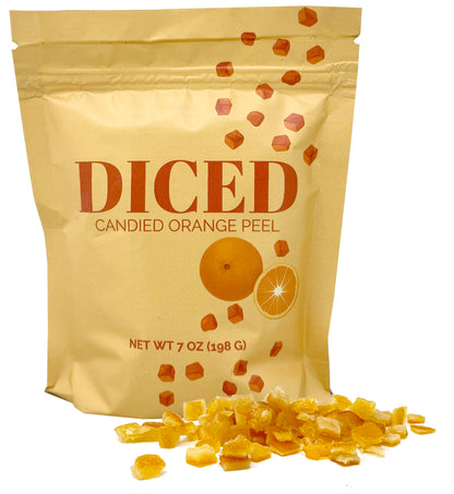 Candied Orange Peel, Diced Candied Orange Peel for Baking, Cocktails Garnish, Candied Peel 7 Ounce
