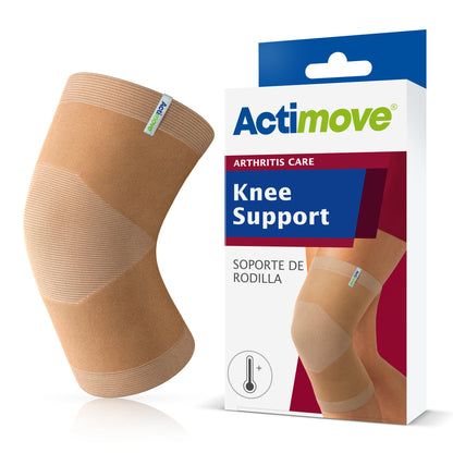 Actimove Arthritis Care Knee Support with Heat-retaining Fabric – Drug-free Pain Management for Arthritis, Increases Blood Circulation – Left/Right Wear – Beige, Small
