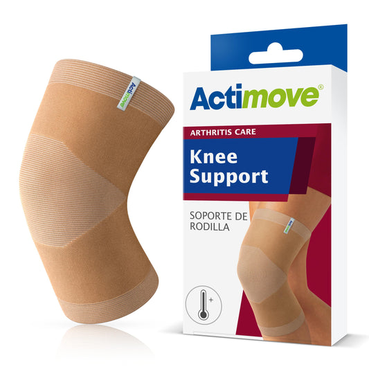Actimove Arthritis Care Knee Support with Heat-retaining Fabric – Drug-free Pain Management for Arthritis, Increases Blood Circulation – Left/Right Wear – Beige, Small