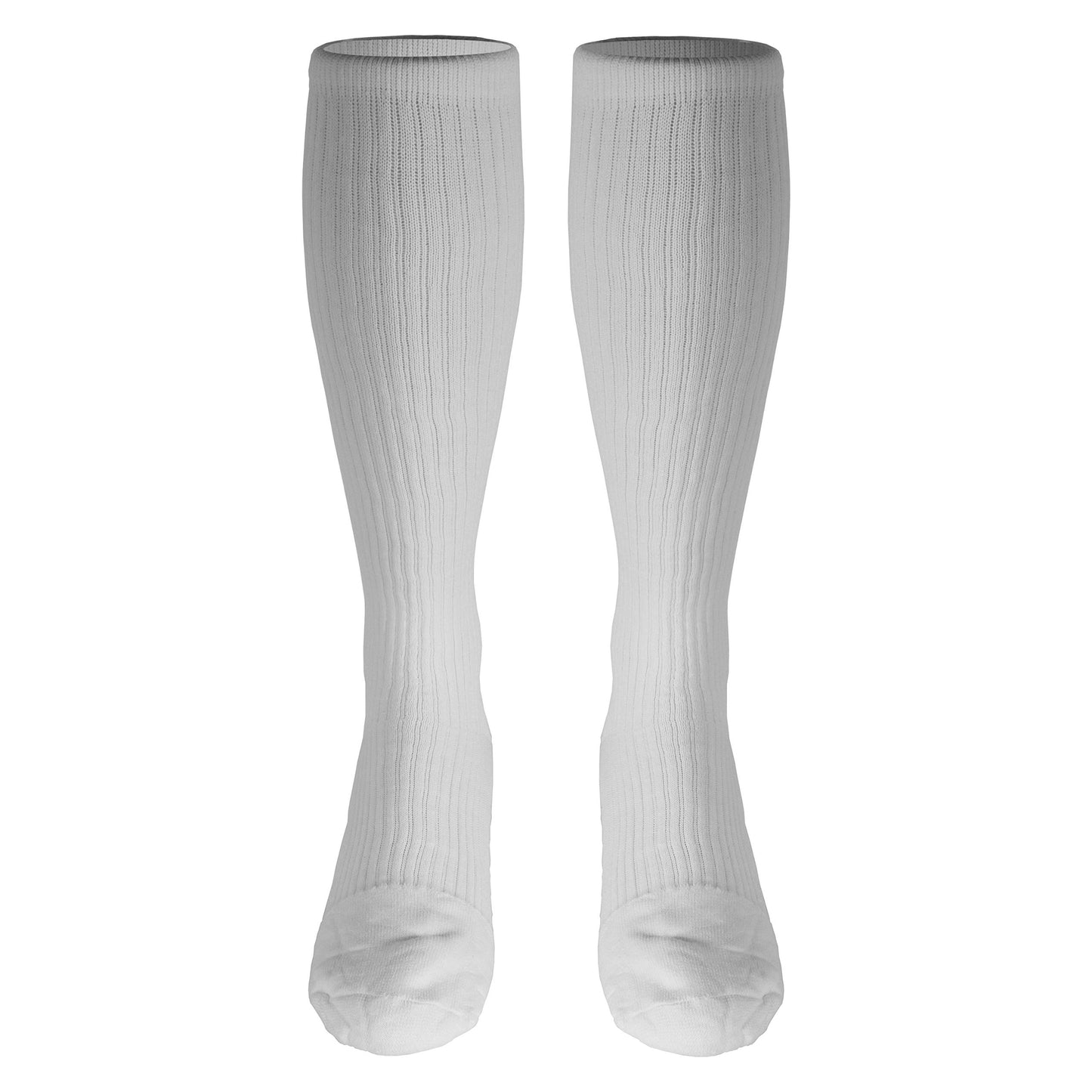 Truform Compression Socks, 15-20 mmHg, Men's Gym Socks, Knee High Over Calf Length, White, Large