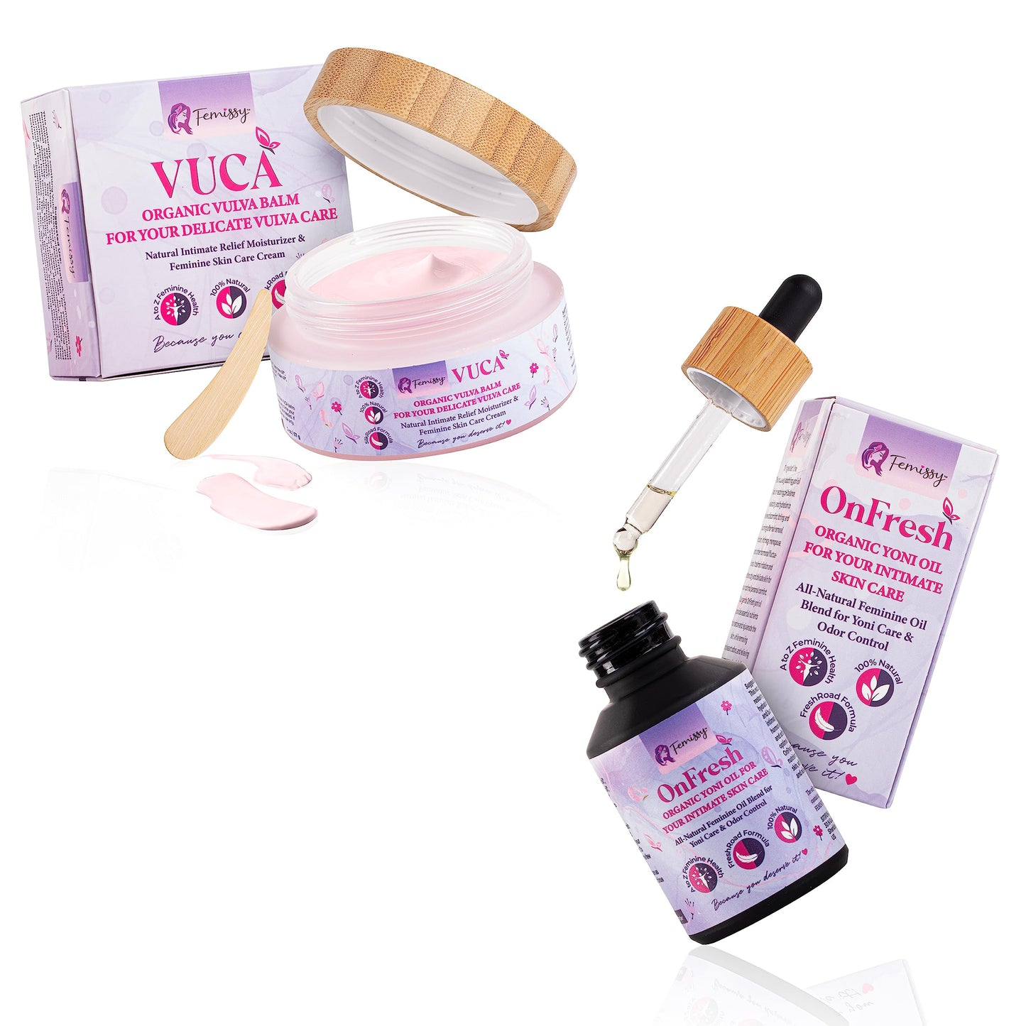 Natural Yoni Vulva Oil for Women PH Balance & Dryness (1 fl oz) Sensitive Skin Herbal Moisturizer + Vulva Balm (2 oz); Vulva Cream; Vulva Moisturizer Women, Feminine Relief Balm for external use only