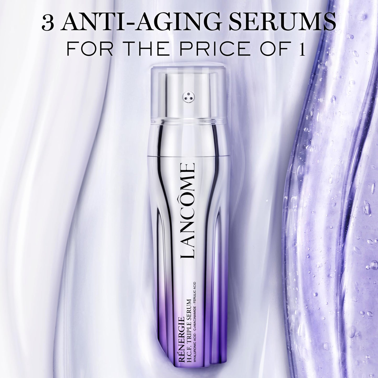 Lancôme Rénergie H.C.F. Triple Serum - Hyaluronic Acid Serum for Visible Correction of Anti Aging Signs & Dark Spots - With Vitamin C+, Niacinamide & Ferulic Acid