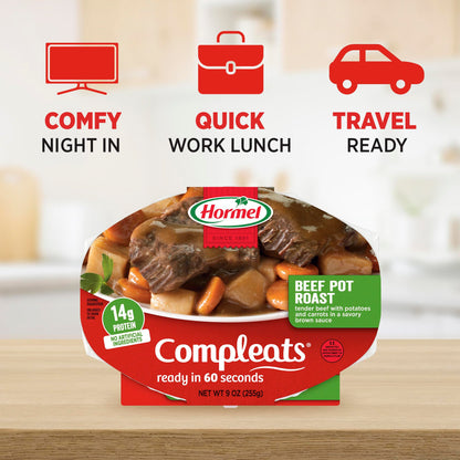 HORMEL COMPLEATS Beef Pot Roast Microwave Tray, 9 Ounces (Pack of 6)