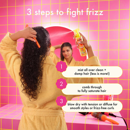 amika frizz-me-not hydrating anti-frizz treatment | lightweight hydrating spray for medium to thick coarse hair types 2a-4c, humidity + heat protection, smooth frizz for up to 3 days
